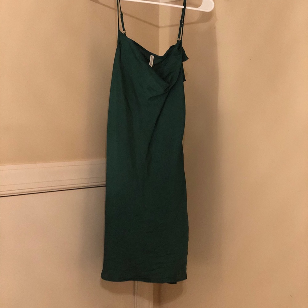 urban outfitters silk emerald dress